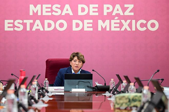 Delfina Gómez encabeza sesión de la Mesa de Paz con autoridades federales y estatales.