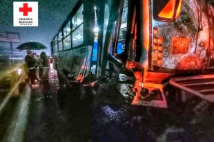 El chofer del autobús perdió el control, estrellándose contra un muro de contención.