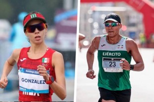 Alegna González se prepara junto a Ever Palma para competir en el maratón de marcha.