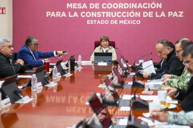 La Gobernadora Delfina Gómez Álvarez recibió los detalles del operativo en la sesión de la Mesa de Coordinación para la Construcción de la Paz.