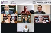 El Pleno del Tribunal Electoral del Estado de México (TEEM) durante la sesión en la que confirmó el registro de PODEMOS como partido político local.