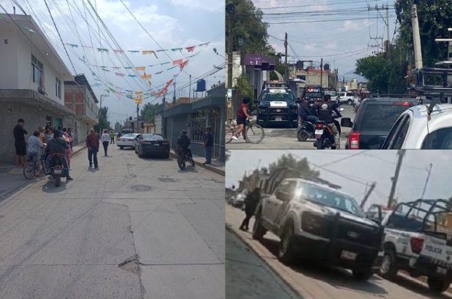 Operativo de seguridad en San Miguel Tocuila.