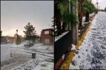 Calles de Tecámac cubiertas de granizo tras la intensa tormenta