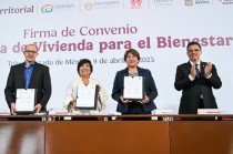La gobernadora Delfina Gómez Álvarez firma el convenio que garantizará 71,000 viviendas de bajo costo para familias mexiquenses en situación vulnerable.