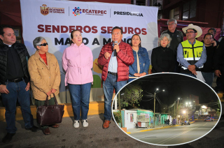 Autoridades municipales y vecinos inauguraron el nuevo Sendero Seguro en calles de Santa Clara Coatitla.