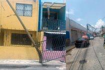 Tres postes se desplomaron durante trabajos de cableado en Polígonos 3; alumnos y personal de una primaria fueron evacuados de manera preventiva.