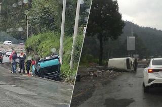 En cuestión de minutos dos autos volcaron