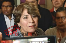 Delfina Gómez durante declaraciones sobre el operativo “Caudal”