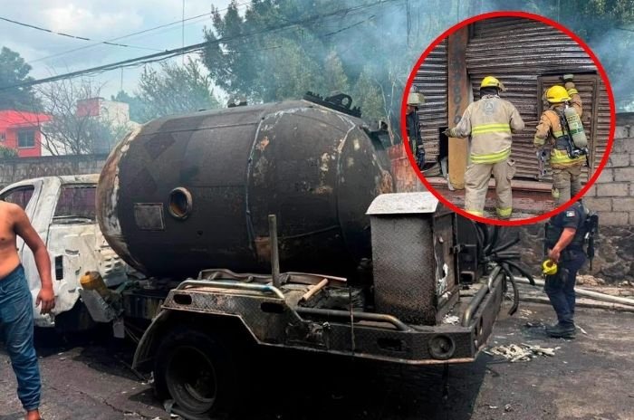 La pipa de gas LP involucrada en la explosión registrada en Cuernavaca quedó dañada tras el incendio ocurrido en la colonia Las Granjas.