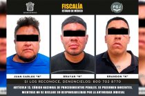 Brayan “N”, Juan Carlos “N” y Brandon “N” son investigados por homicidio calificado y extorsión.