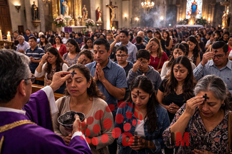 En México, las iglesias registran una alta asistencia durante el Miércoles de Ceniza.