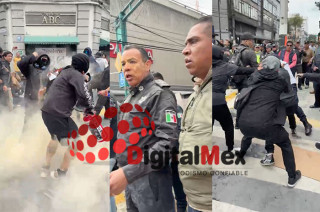 Confrontamiento entre estudiantes y policías en el centro de Toluca